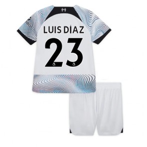 Liverpool Luis Diaz #23 babykläder Bortatröja barn 2022-23 Korta ärmar (+ Korta byxor)